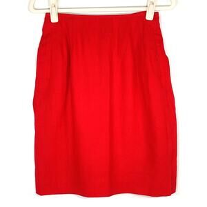 Vintage Liz Claiborne Linen Pencil Skirt Office Core Red Size 6